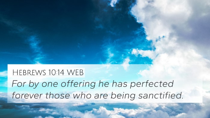Hebrews 10:14 WEB Bible Verse Image