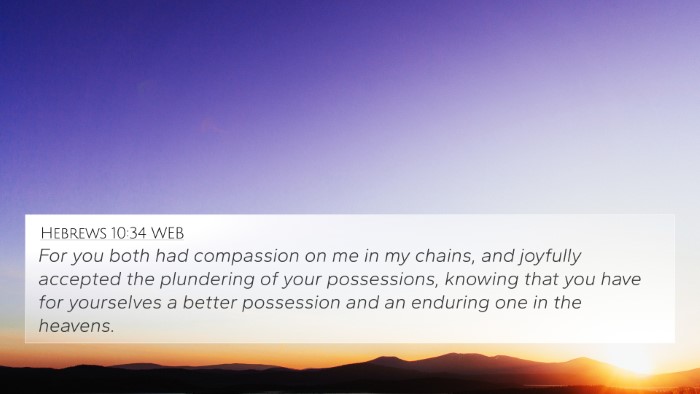 Hebrews 10:34 WEB Bible Verse Image