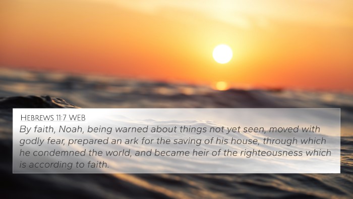 Hebrews 11:7 WEB Bible Verse Image