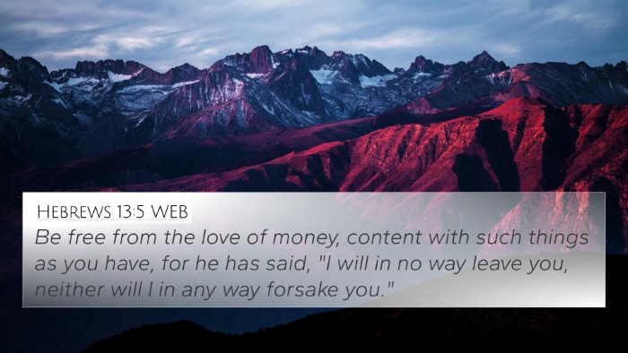 Hebrews 13:5 WEB Bible Verse Image