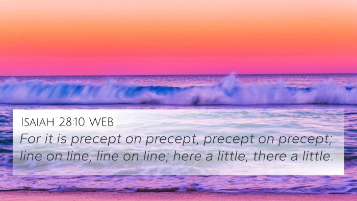 Isaiah 28:10 WEB Bible Verse Image