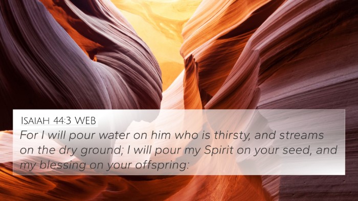 Isaiah 44:3 WEB Bible Verse Image