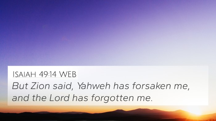 Isaiah 49:14 WEB Bible Verse Image