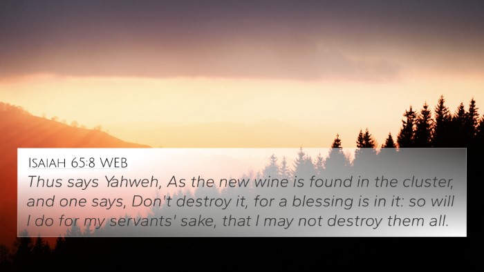 Isaiah 65:8 WEB Bible Verse Image