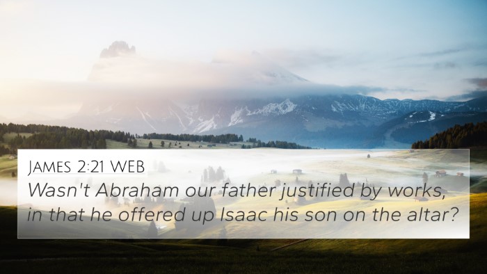 James 2:21 WEB Bible Verse Image