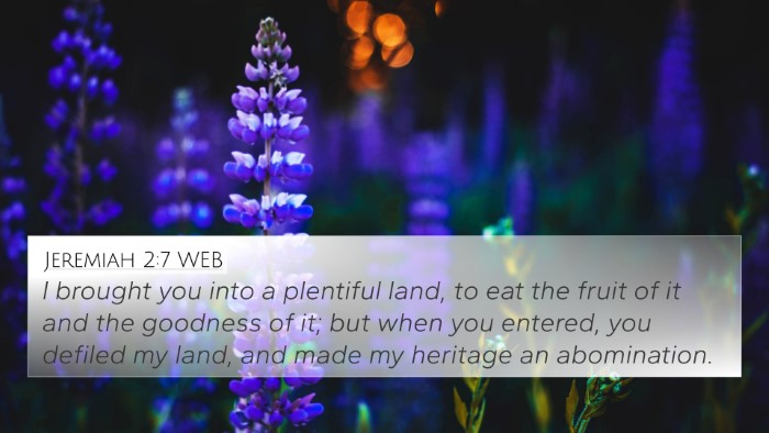 Jeremiah 2:7 WEB Bible Verse Image