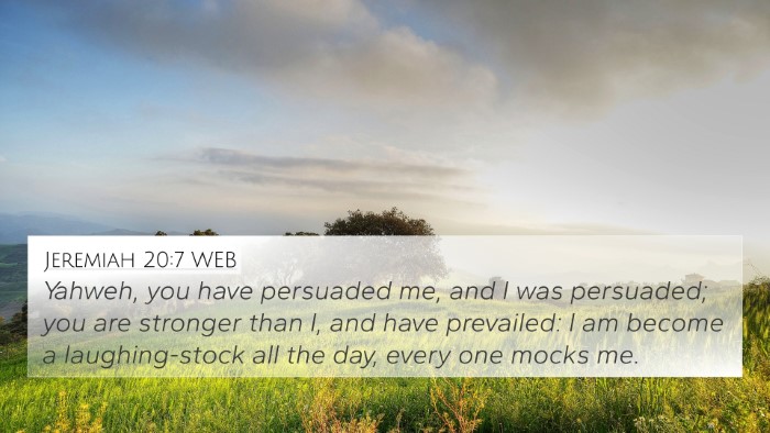 Jeremiah 20:7 WEB Bible Verse Image