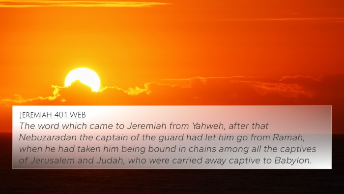 Jeremiah 40:1 WEB 4K Wallpaper - The word which came to Jeremiah from Yahweh, - 4K Wallpaper Bible Verse