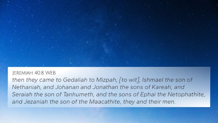 Jeremiah 40:8 WEB Bible Verse Image