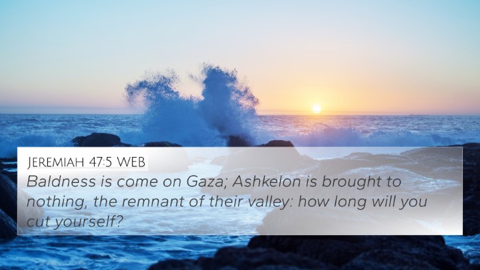 Jeremiah 47:5 WEB Bible Verse Image