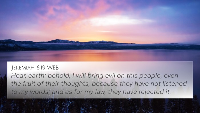 Jeremiah 6:19 WEB Bible Verse Image