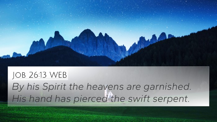 Job 26:13 WEB Bible Verse Image