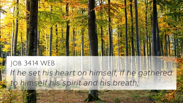 Job 34:14 WEB 4K Wallpaper - If he set his heart on himself, If he gathered to - 4K Wallpaper Bible Verse