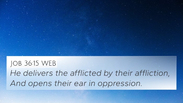 Job 36:15 WEB Bible Verse Image