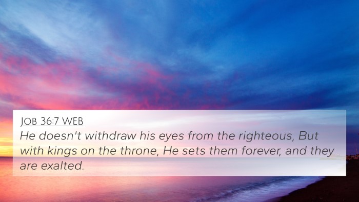Job 36:7 WEB Bible Verse Image