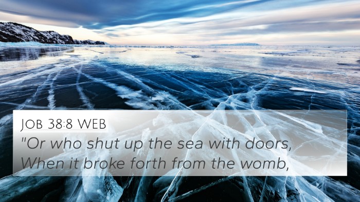 Job 38:8 WEB Bible Verse Image