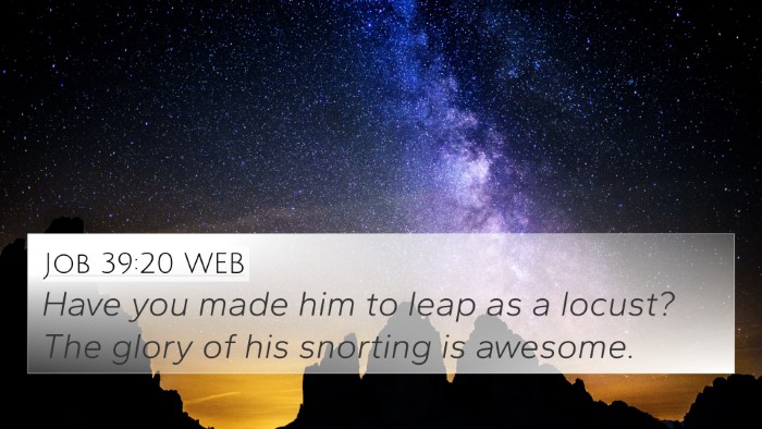 Job 39:20 WEB 4K Wallpaper - Have you made him to leap as a locust? The glory - 4K Wallpaper Bible Verse