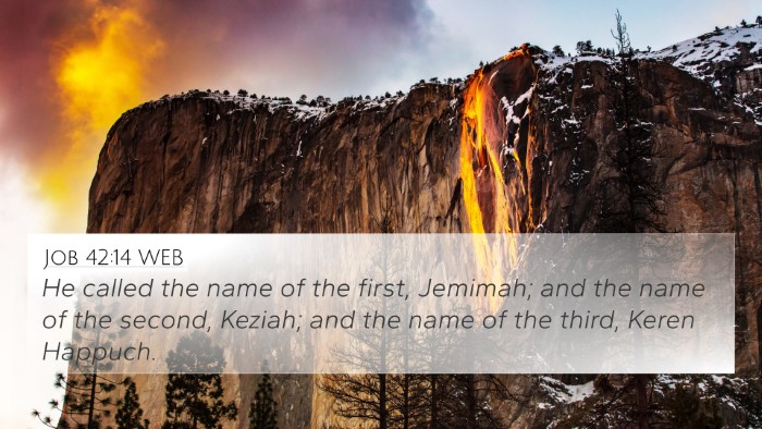Job 42:14 WEB 4K Wallpaper - He called the name of the first, Jemimah; and the - 4K Wallpaper Bible Verse