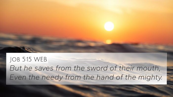 Job 5:15 WEB Bible Verse Image