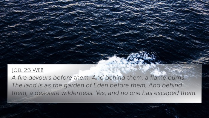 Joel 2:3 WEB Bible Verse Image