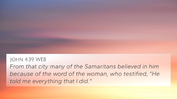 John 4:39 WEB Bible Verse Image