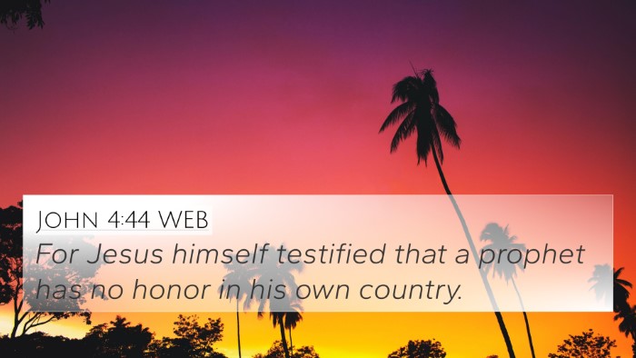 John 4:44 WEB 4K Wallpaper - For Jesus himself testified that a prophet has no - 4K Wallpaper Bible Verse