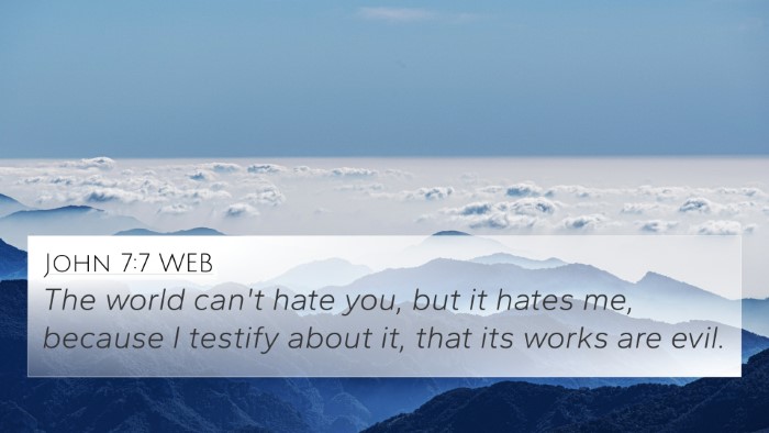 John 7:7 WEB Bible Verse Image