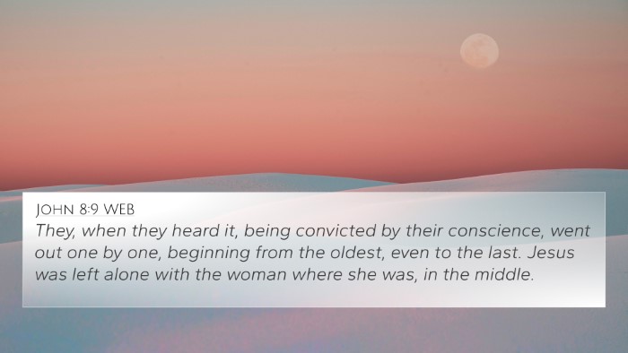 John 8:9 WEB Bible Verse Image