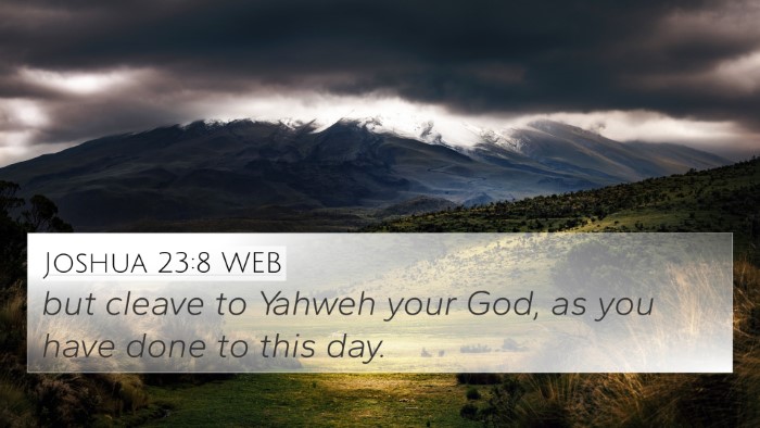 Joshua 23:8 WEB 4K Wallpaper - but cleave to Yahweh your God, as you have done - 4K Wallpaper Bible Verse