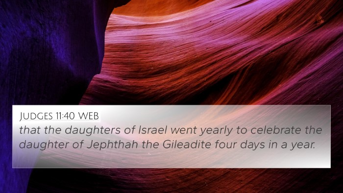Judges 11:40 WEB 4K Wallpaper - that the daughters of Israel went yearly to - 4K Wallpaper Bible Verse