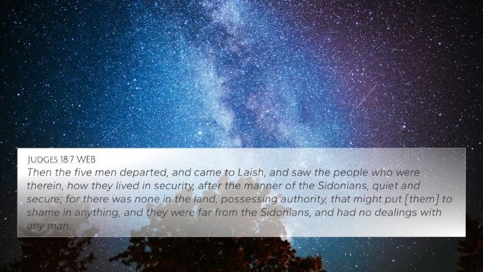 Judges 18:7 WEB Bible Verse Image