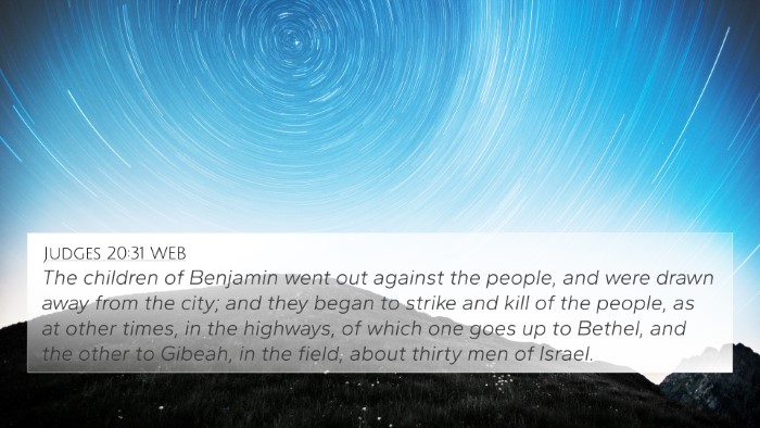 Judges 20:31 WEB 4K Wallpaper - The children of Benjamin went out against the - 4K Wallpaper Bible Verse