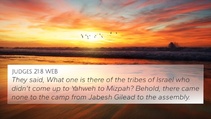 Judges 21:8 WEB Bible Verse Image
