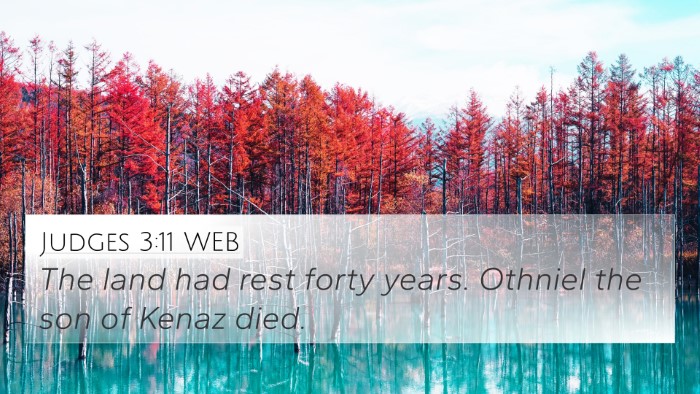 Judges 3:11 WEB Bible Verse Image