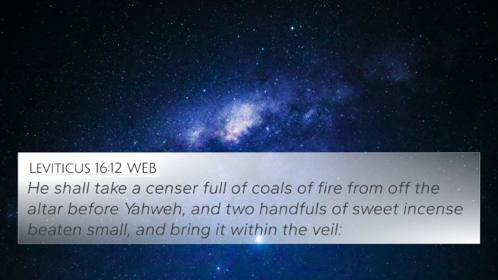 Leviticus 16:12 WEB Bible Verse Image