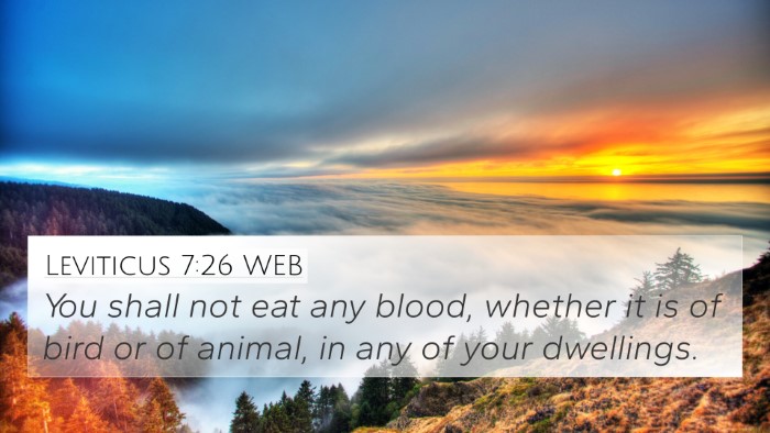 Leviticus 7:26 WEB Bible Verse Image