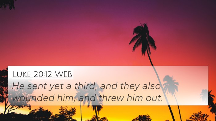 Luke 20:12 WEB 4K Wallpaper - He sent yet a third, and they also wounded him, - 4K Wallpaper Bible Verse