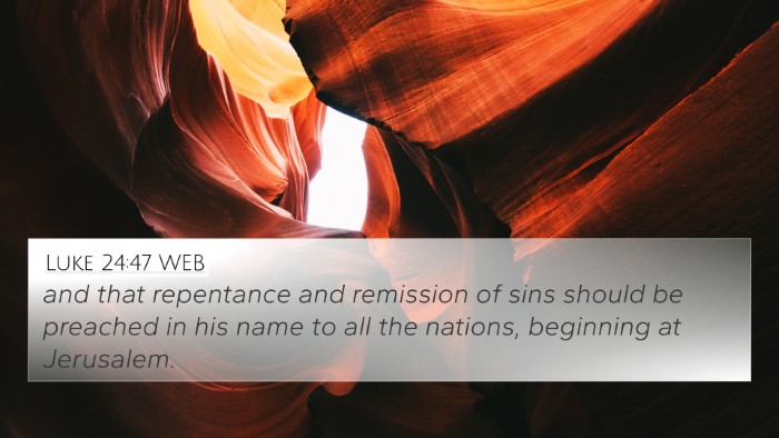 Luke 24:47 WEB Bible Verse Image