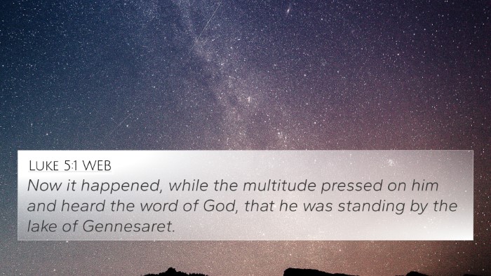 Luke 5:1 WEB Bible Verse Image