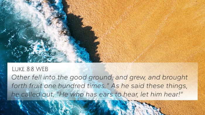Luke 8:8 WEB 4K Wallpaper - Other fell into the good ground, and grew, and - 4K Wallpaper Bible Verse