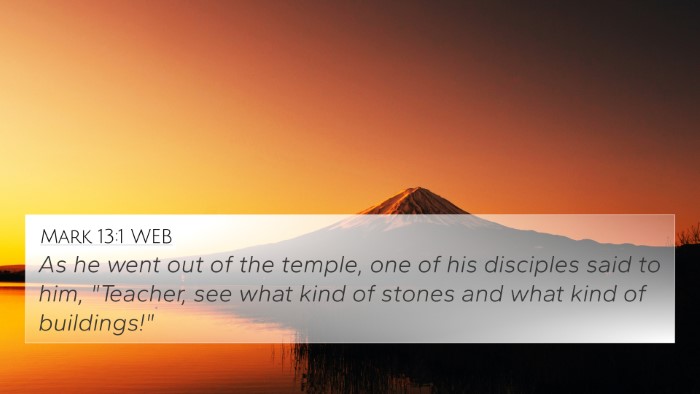 Mark 13:1 WEB Bible Verse Image