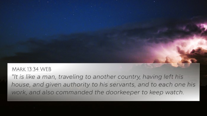 Mark 13:34 WEB Bible Verse Image