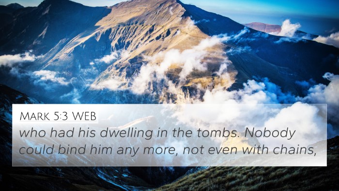 Mark 5:3 WEB Bible Verse Image