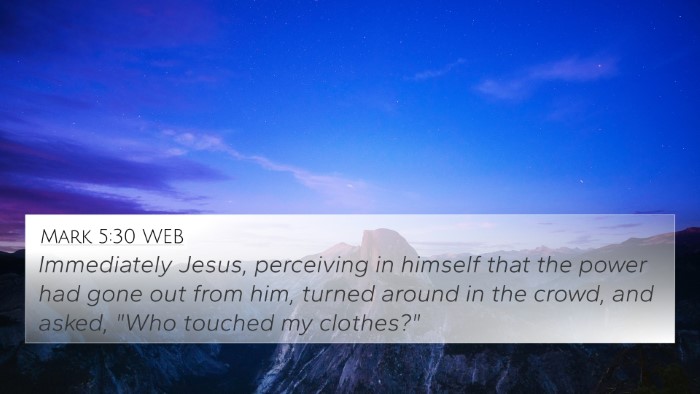 Mark 5:30 WEB Bible Verse Image