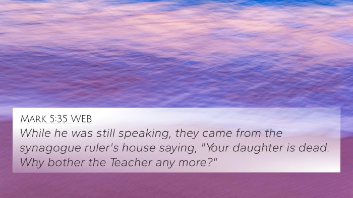 Mark 5:35 WEB Bible Verse Image