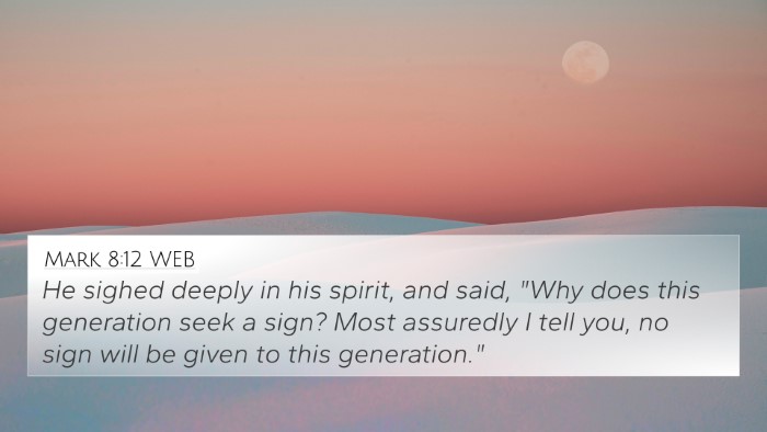 Mark 8:12 WEB Bible Verse Image