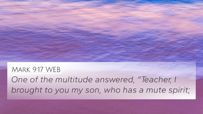 Mark 9:17 WEB Bible Verse Image
