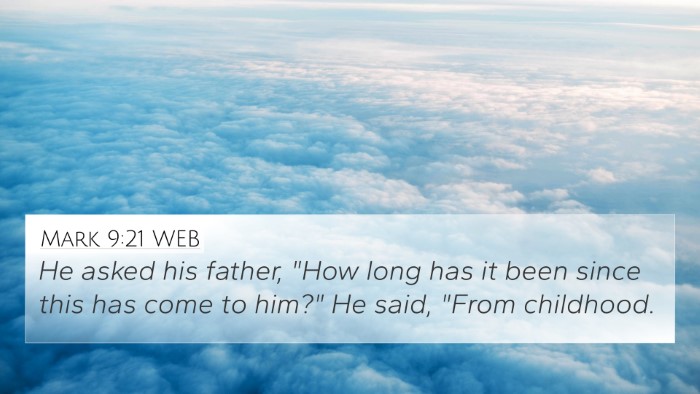 Mark 9:21 WEB Bible Verse Image