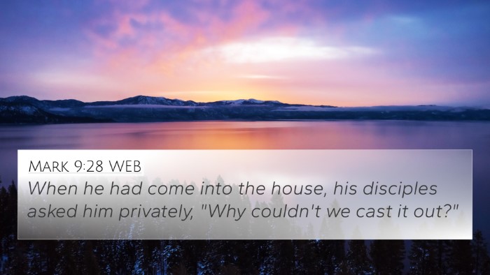 Mark 9:28 WEB Bible Verse Image