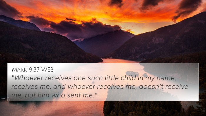 Mark 9:37 WEB Bible Verse Image